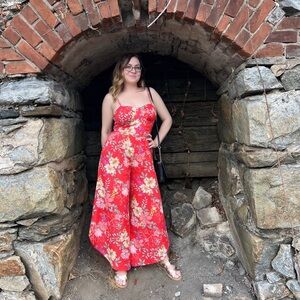 Floral Red Maxi jumpsuit